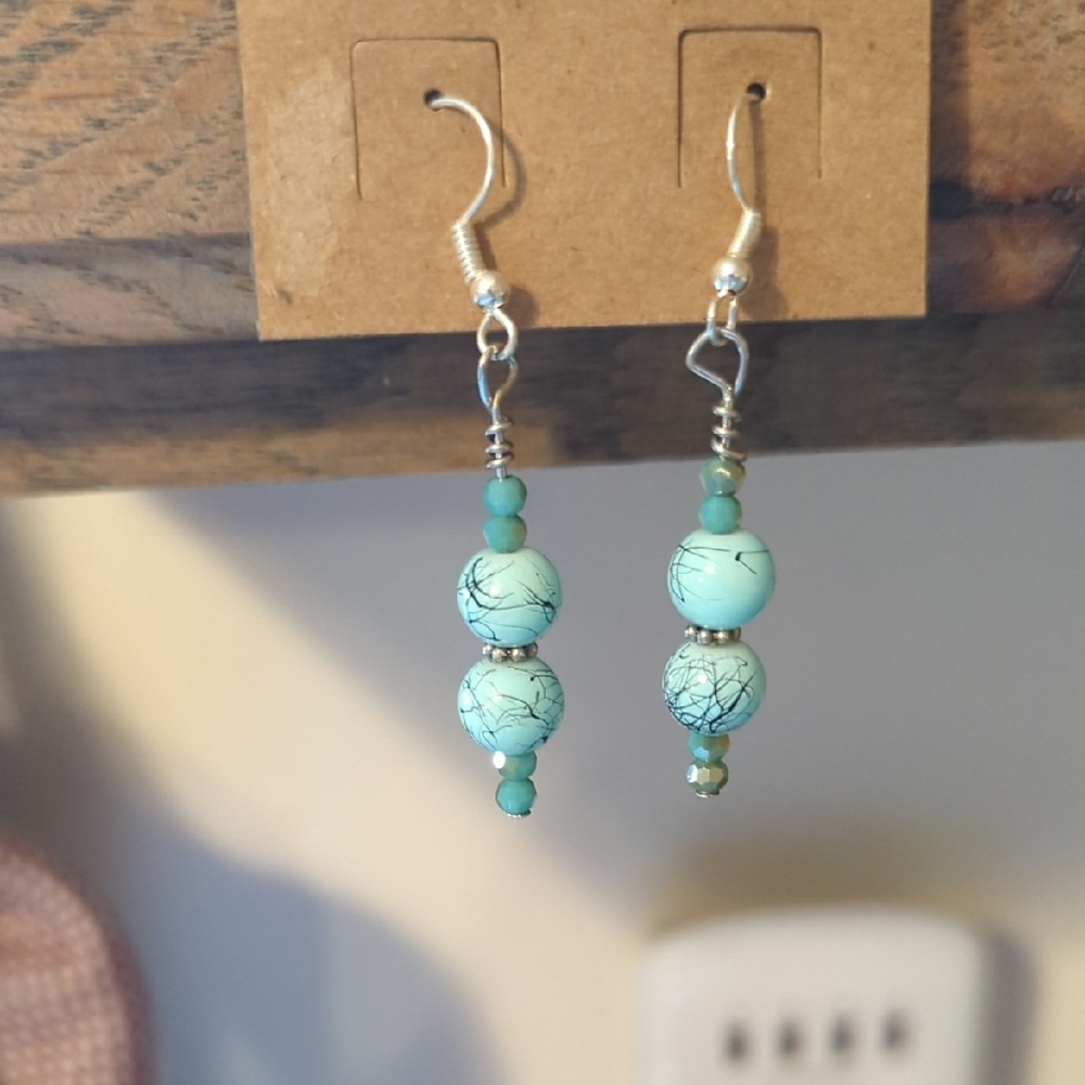 Blue and Silver Bohemian Dangle Earrings